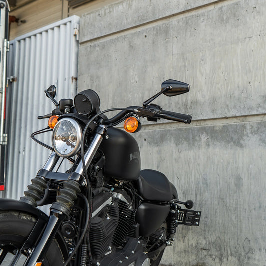 Arlen Ness Mini Stocker Forged Mirrors — Zwart — detail