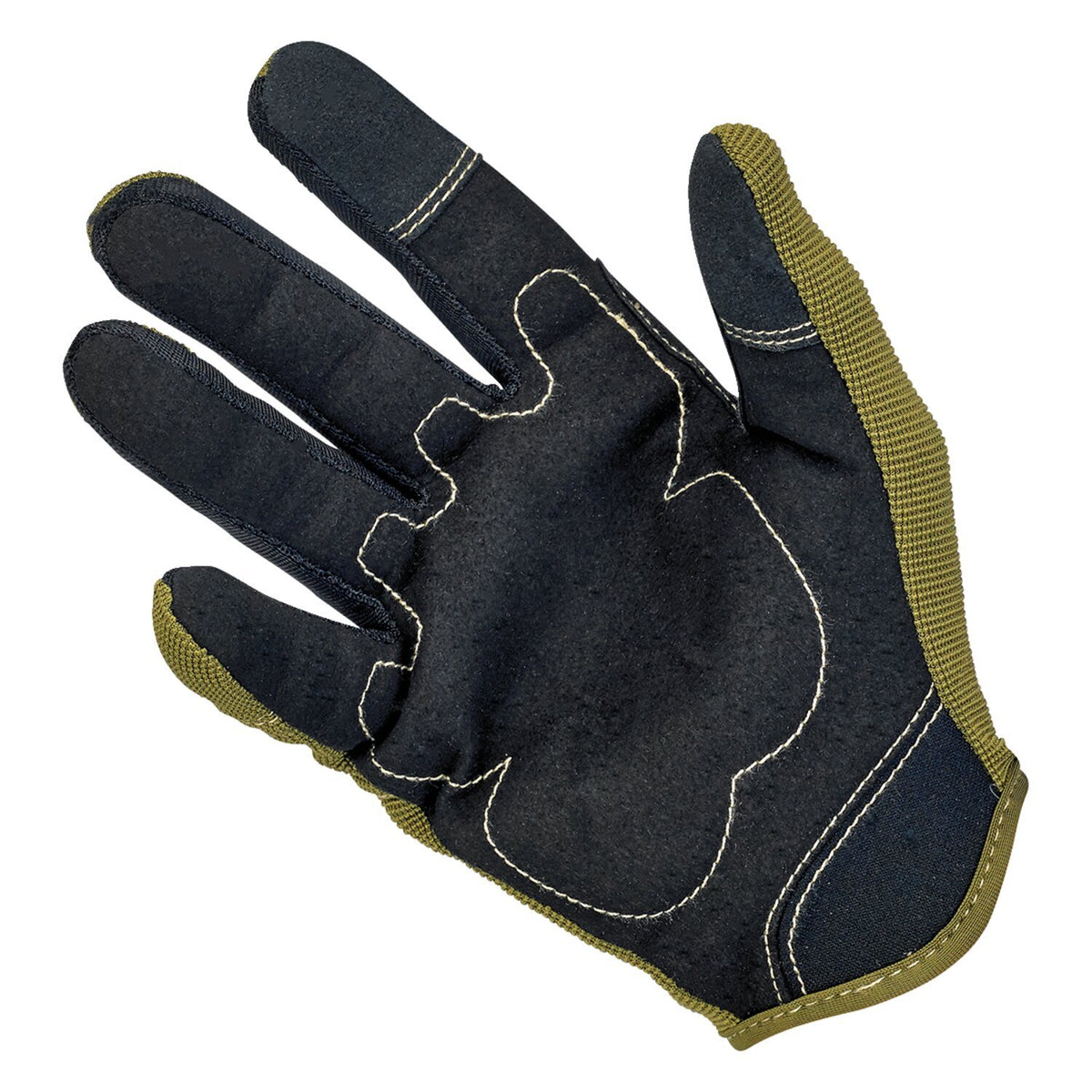 Biltwell Moto Gloves Olive/Black/Tan — palmzijde