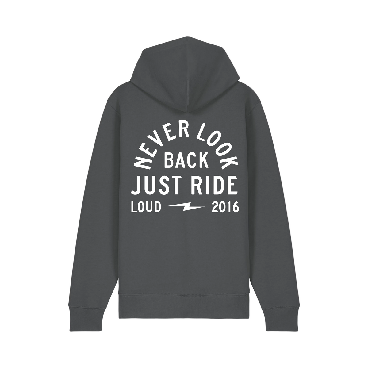 Loud Custom Wear Zip Hoodie Just Ride — Antraciet — detail