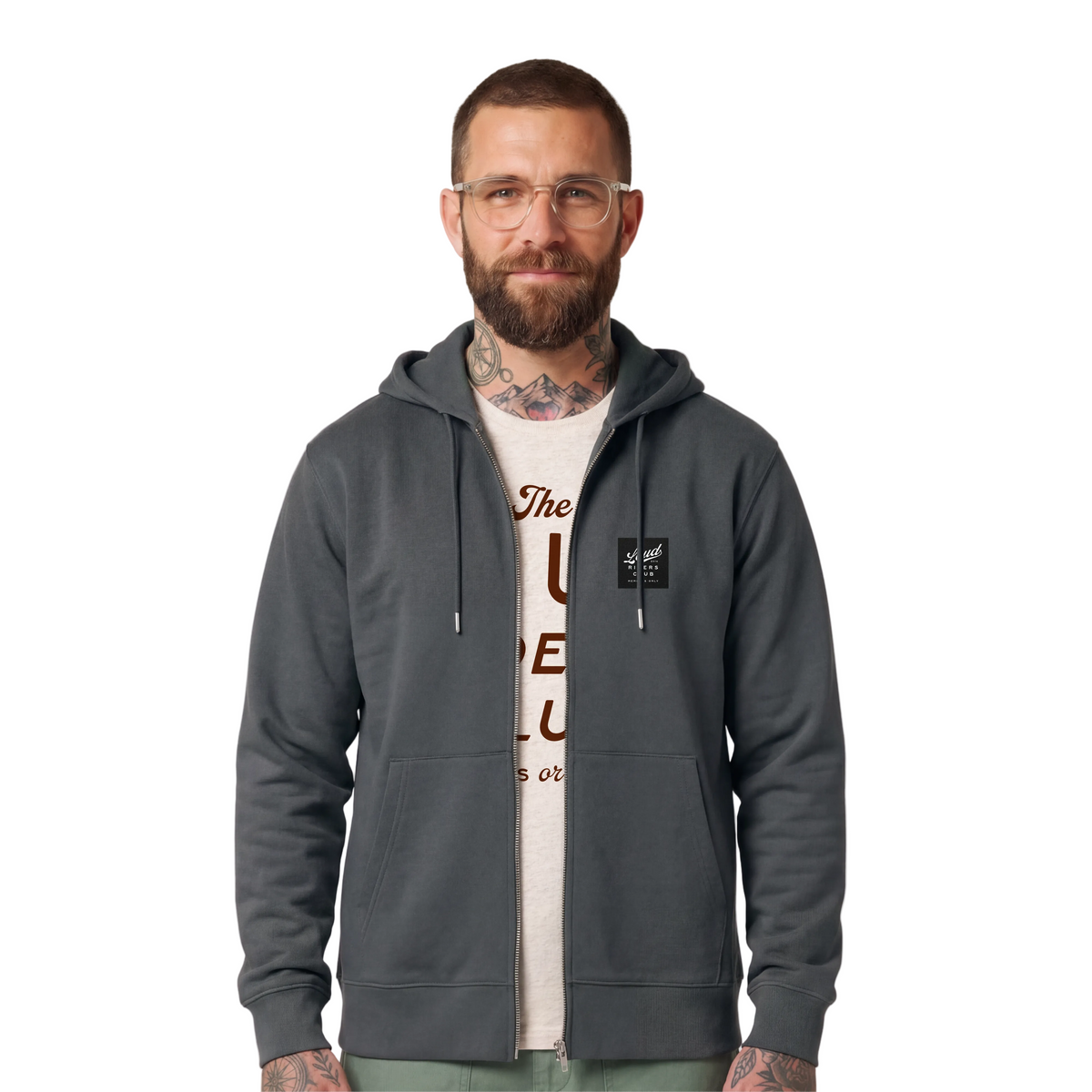 Loud Custom Wear Zip Hoodie Just Ride — Antraciet