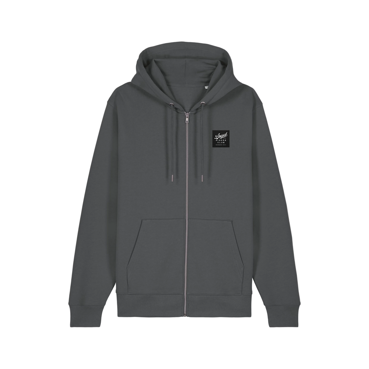 Loud Custom Wear Zip Hoodie Just Ride — Antraciet — detail