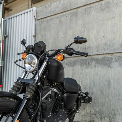 Arlen Ness Mini Stocker Forged Mirrors — Zwart — detail